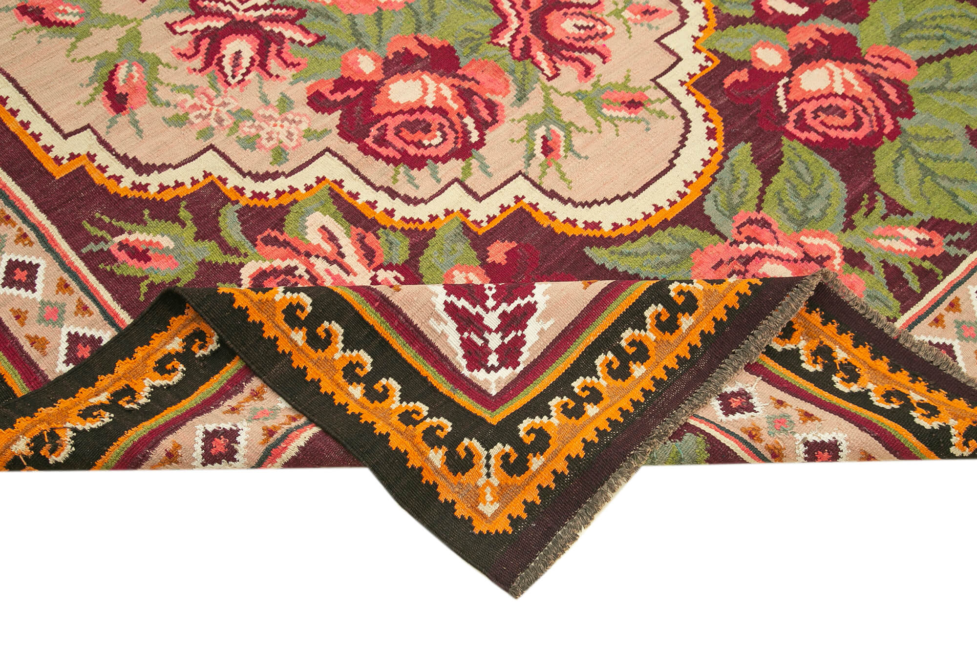 Handmade Wool Rug | Ornate Floral Pattern Cotton Wool Blend Rug 6x9 Feet