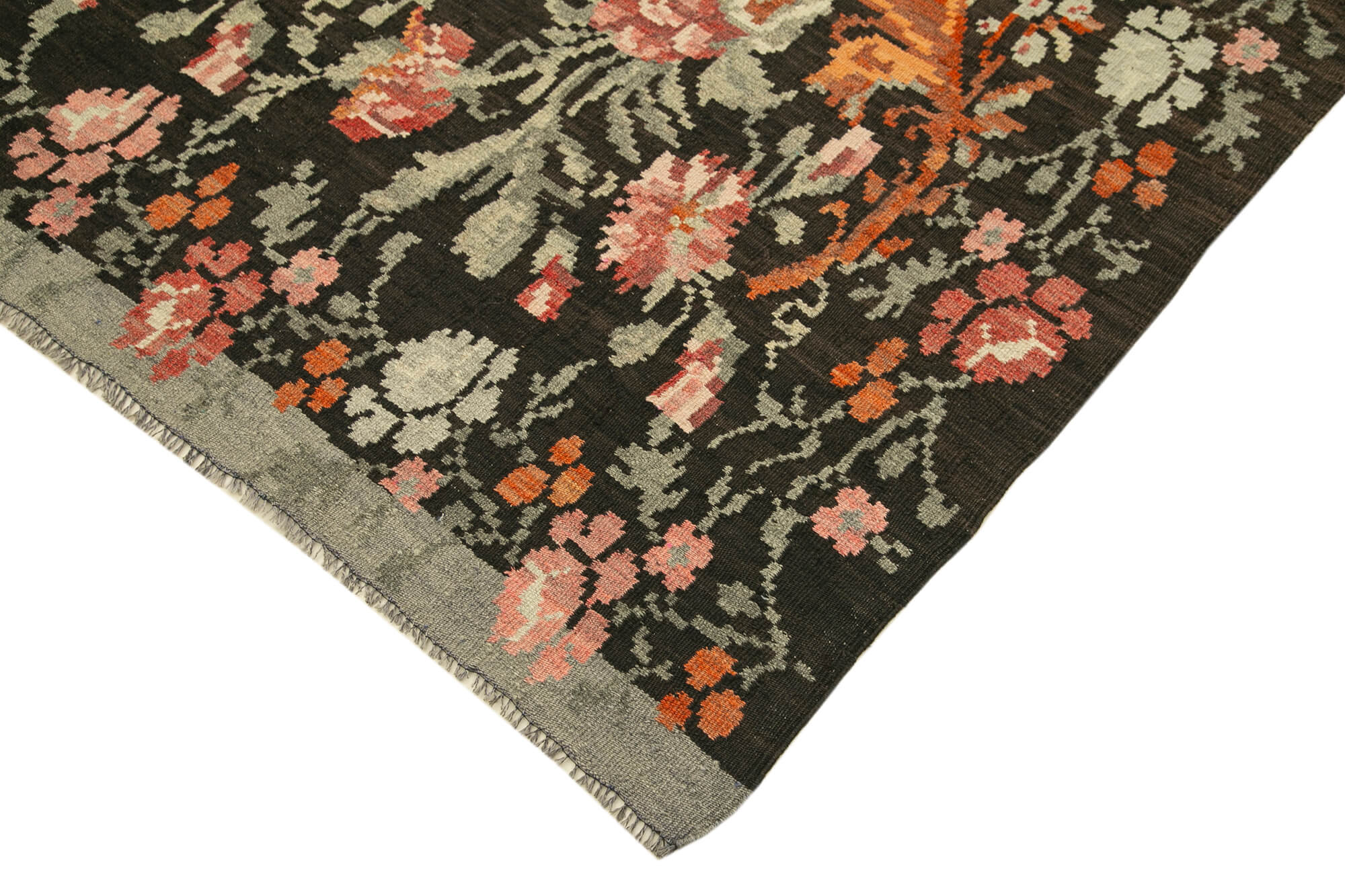 Handmade Wool Area Rug – Vintage Handwoven Carpet With Ornate Floral Design
