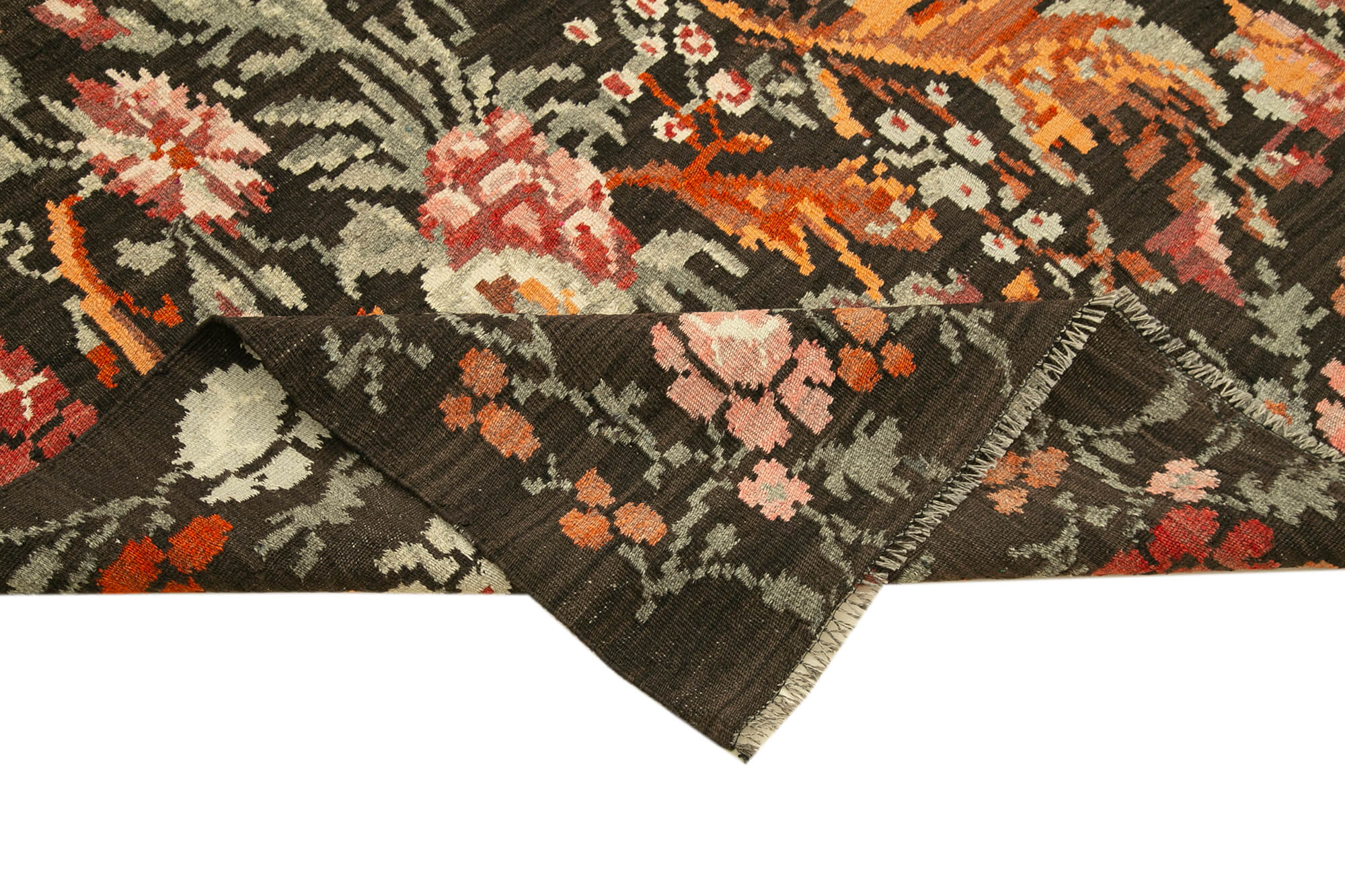 Handmade Wool Area Rug – Vintage Handwoven Carpet With Ornate Floral Design