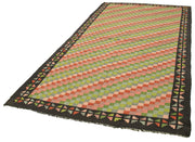 Handmade Wool Rug - Moldovian Black Floral Cotton Wool Blend Carpet 5'3''x10'5''