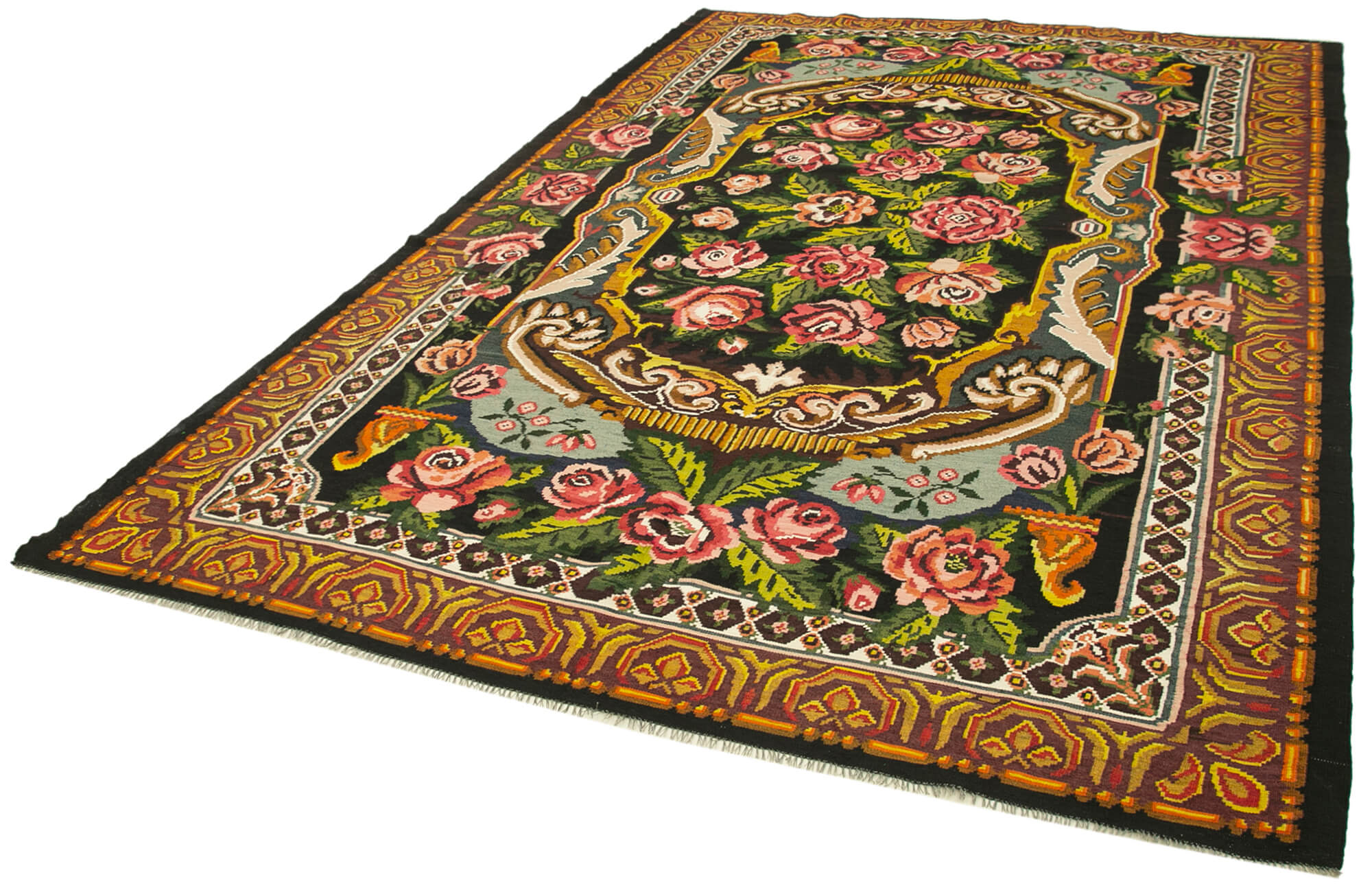 Handmade Wool Rug - Moldovian Floral Area Rug | Durable Wool Cotton Blend 7x12
