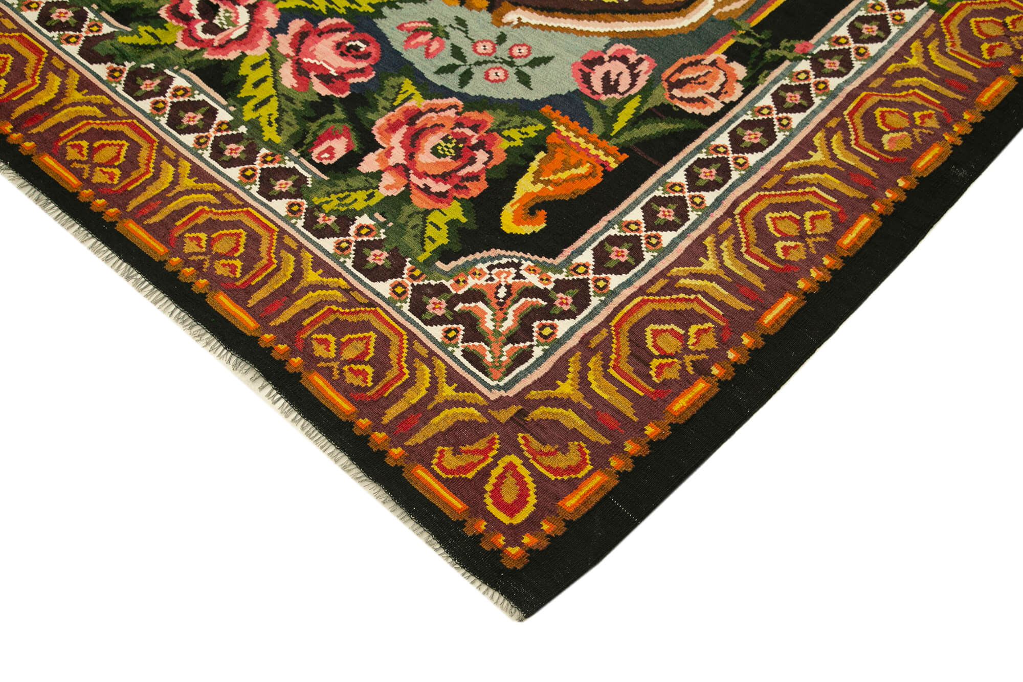 Handmade Wool Rug - Moldovian Floral Area Rug | Durable Wool Cotton Blend 7x12