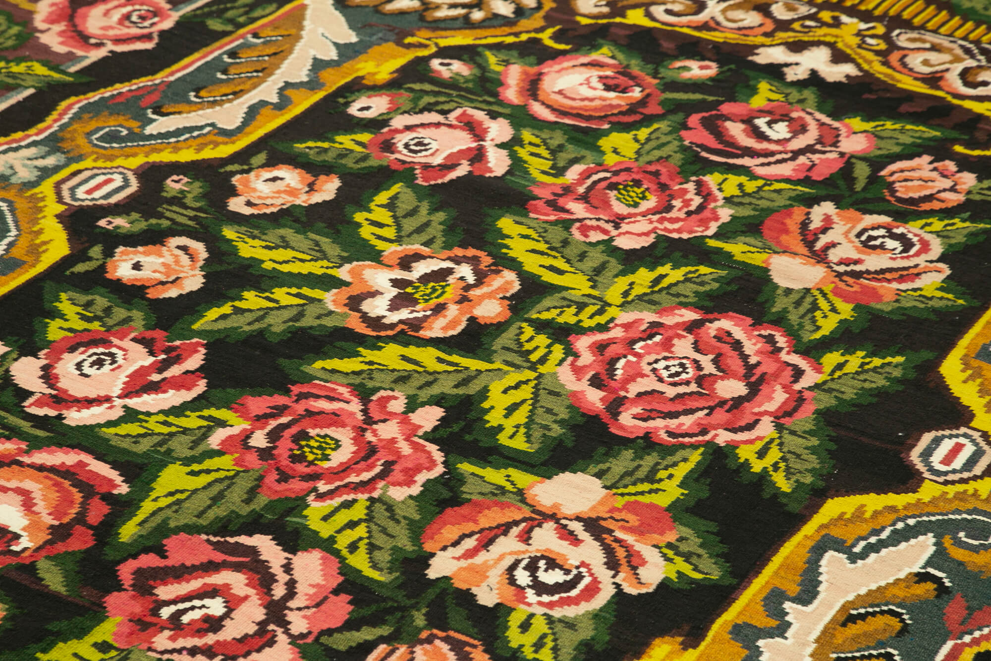 Handmade Wool Rug - Moldovian Floral Area Rug | Durable Wool Cotton Blend 7x12
