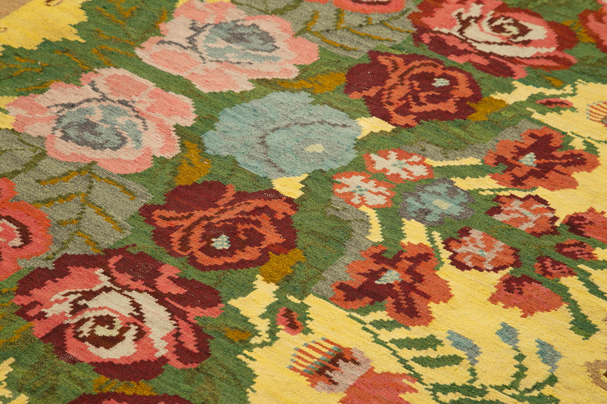 Handmade Wool Area Rug – Vintage Hand Woven Floral Brown Carpet 6x8 Feet