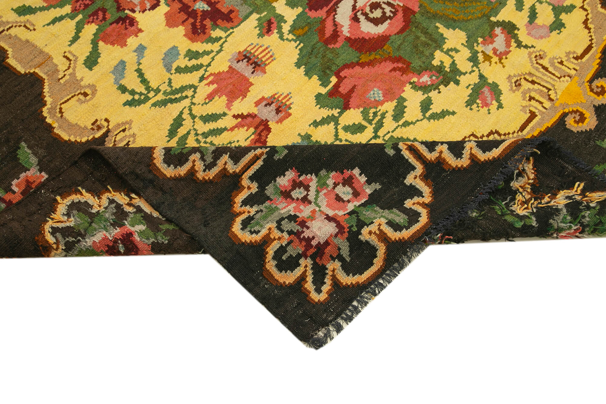 Handmade Wool Area Rug – Vintage Hand Woven Floral Brown Carpet 6x8 Feet
