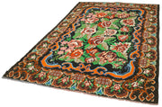 Handmade Wool Rug - Moldovian Floral Black Cotton Wool Goat Hair 6'6''x9'0''