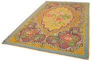 Handmade Wool Area Rug – Vintage Floral Rug with Yellow Floral Design | Cotton Wool Carpet