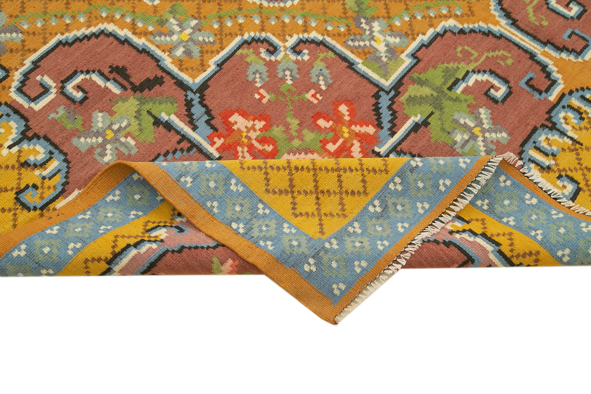 Handmade Wool Area Rug – Vintage Floral Rug with Yellow Floral Design | Cotton Wool Carpet