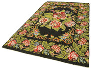 Handmade Wool Rug – Moldovian Floral Black Rug | Cotton Wool Blend Carpet 5'8''x10'2''