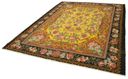 Handmade Wool Rug – Black Floral Design | Turkish Hand Knotted, Soft Wool Texture 7'7"x10'