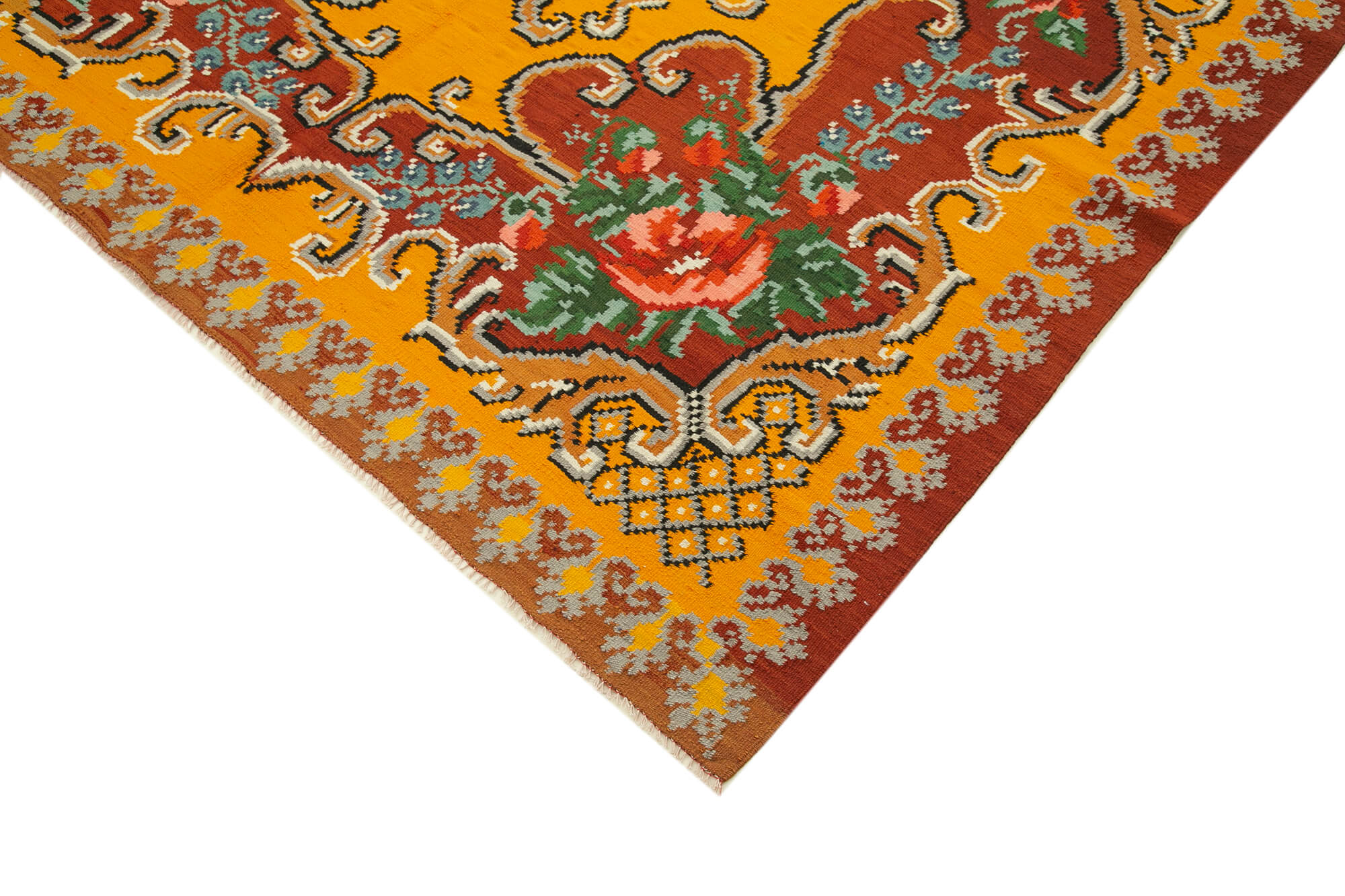 Handmade Wool Rug - Moldovian Red Floral 6x9 Wool Carpet With Goat Hair
