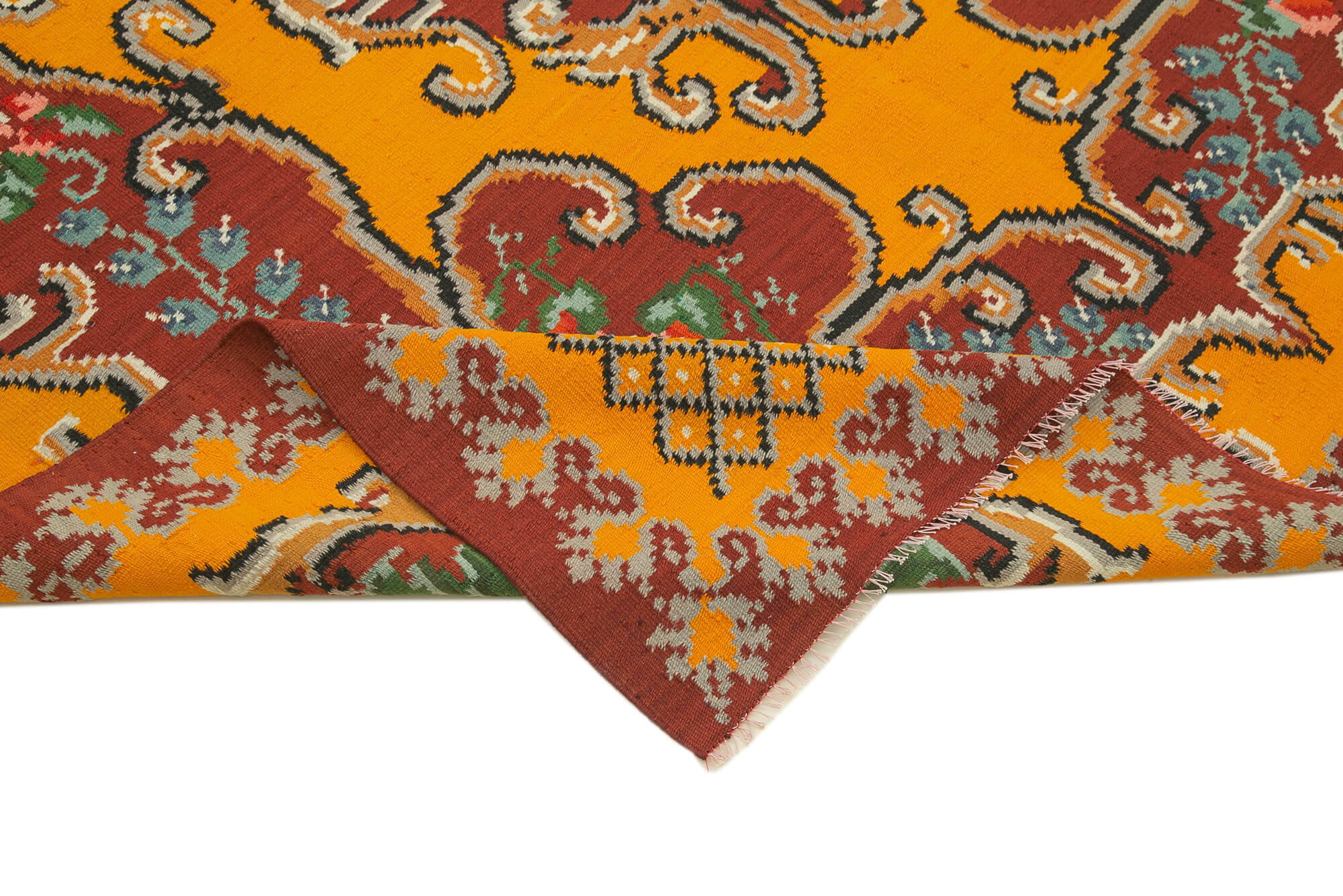Handmade Wool Rug - Moldovian Red Floral 6x9 Wool Carpet With Goat Hair
