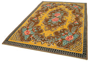 Handmade Wool Rug – Brown Floral Cotton Wool Blend Vintage Area Rug 5'9'' x 8'7''