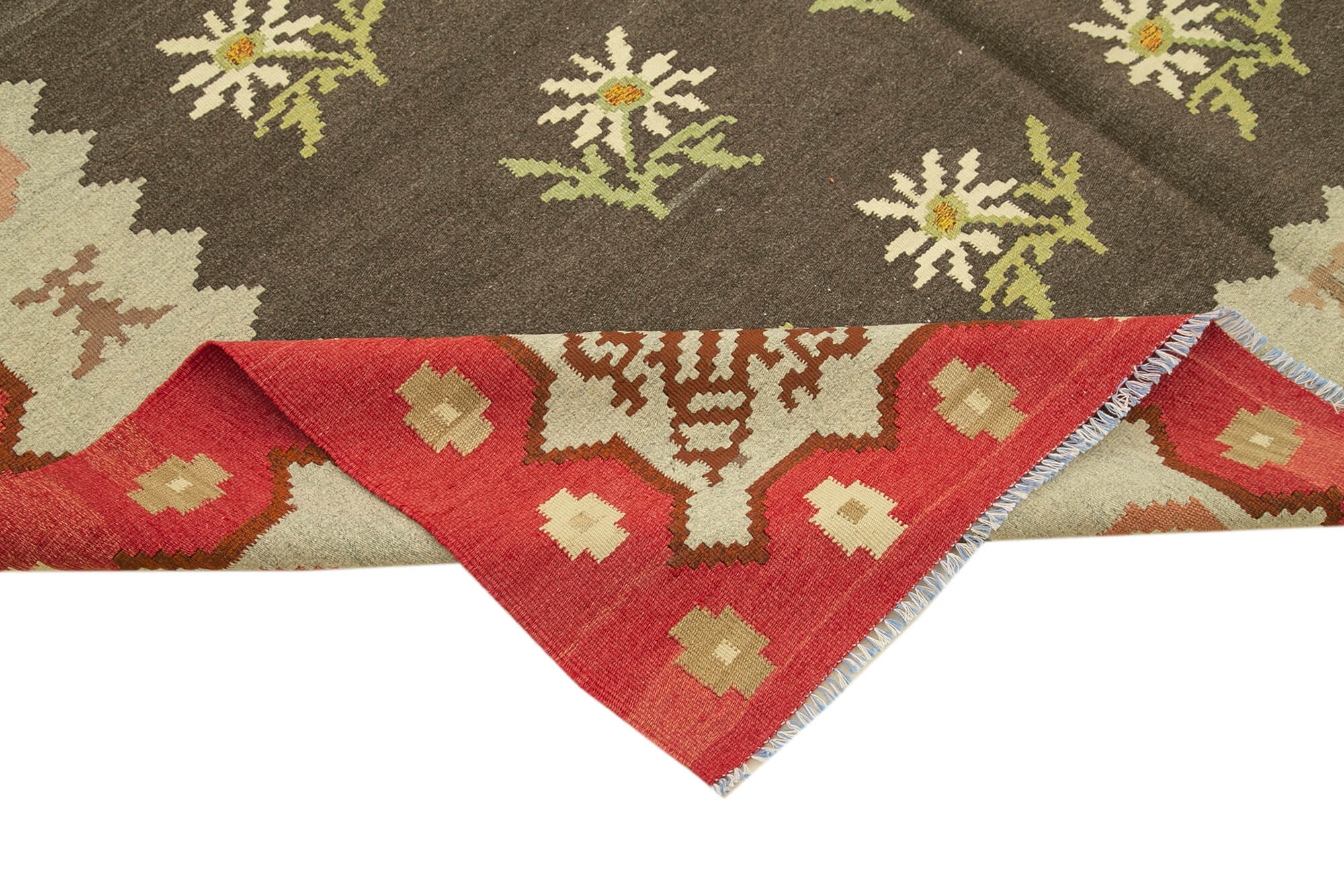 Handmade Wool Rug – Moldovian Red Floral Pattern Carpet | Cotton Wool Goat Hair