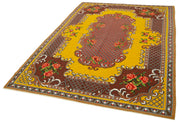 Handmade Wool Rug - Moldovian Red Floral Cotton & Goat Hair Blend 5'8''x8'8''