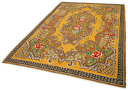 Handmade Wool Rug - Brown Floral Carpet | Vintage Area Rug 6'0'' x 9'2''