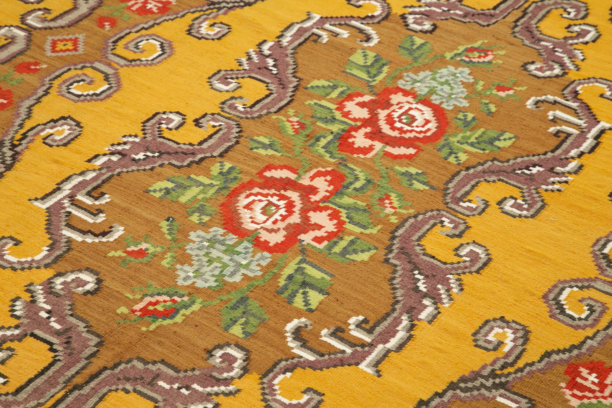 Handmade Wool Rug - Brown Floral Carpet | Vintage Area Rug 6'0'' x 9'2''