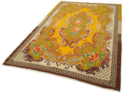 Handmade Wool Rug - Brown Floral Carpet 5'9''x9'3'' | Vintage Area Rug Bohemian Style