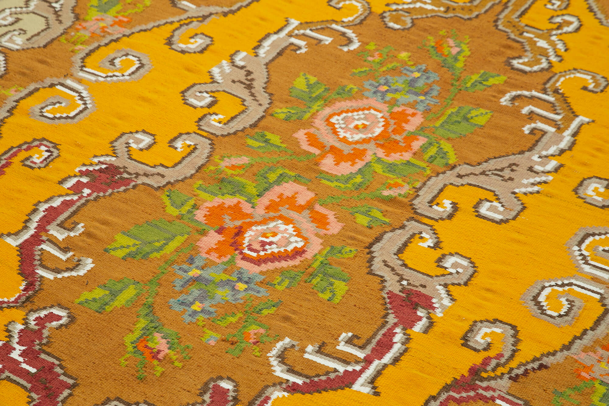 Handmade Wool Rug - Brown Floral Carpet 5'9''x9'3'' | Vintage Area Rug Bohemian Style