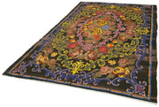 Handmade Wool Rug – Vintage Area Rug with Brown Floral Design, Soft Wool Texture