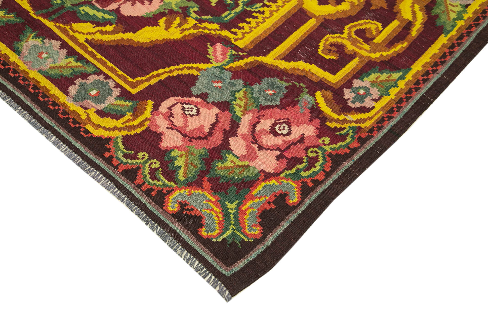 Handmade Wool Rug – Vintage Area Rug With Classic Floral Pattern, 6'8''x10'6''