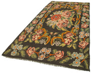 Handmade Wool Rug – Black Floral Carpet | Cotton Wool Carpet, Artisan Crafted