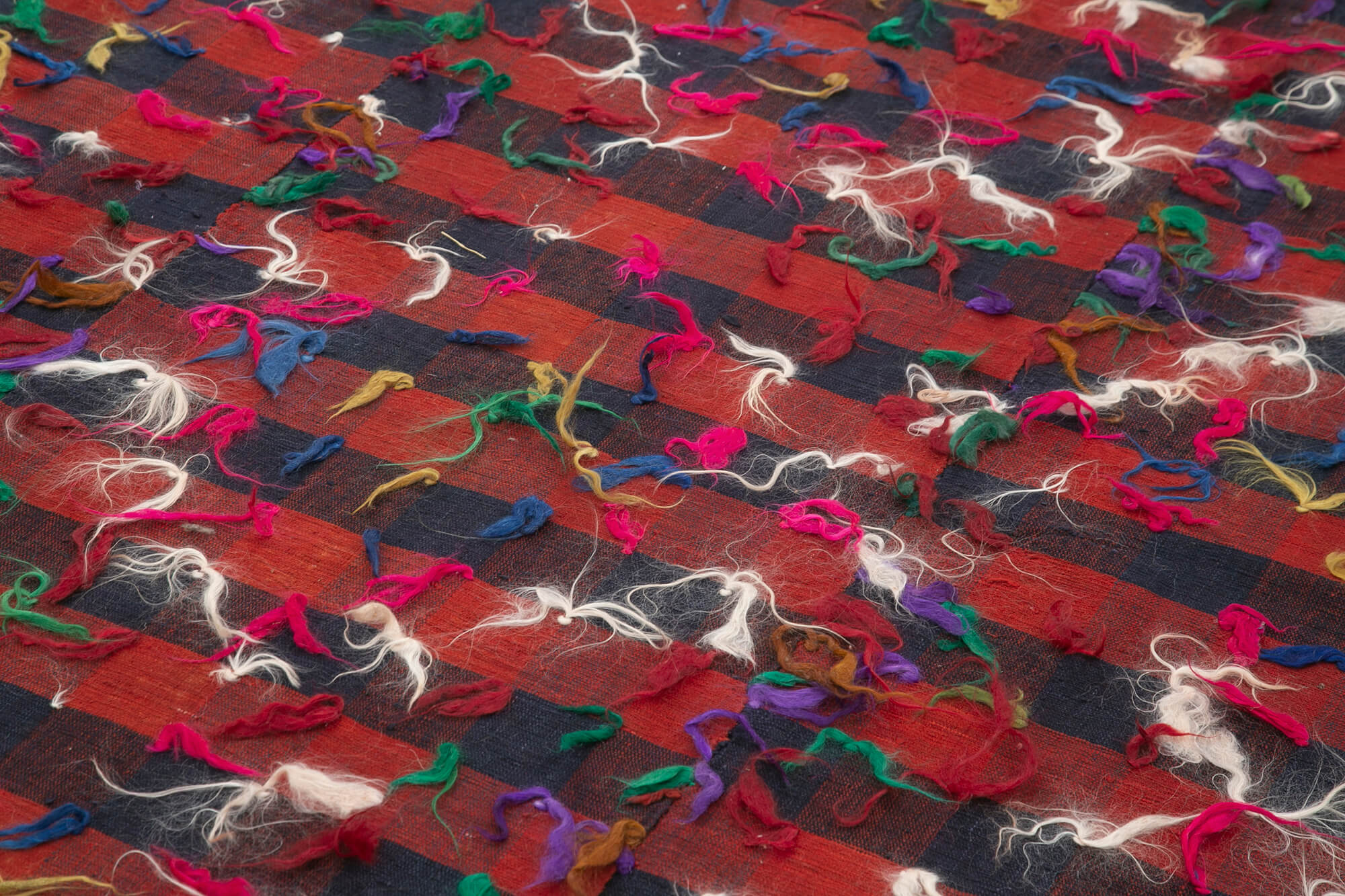 Handmade Area Rug | Turkish Kilim Red Striped Cotton Wool Rug 5'8''x9'7''