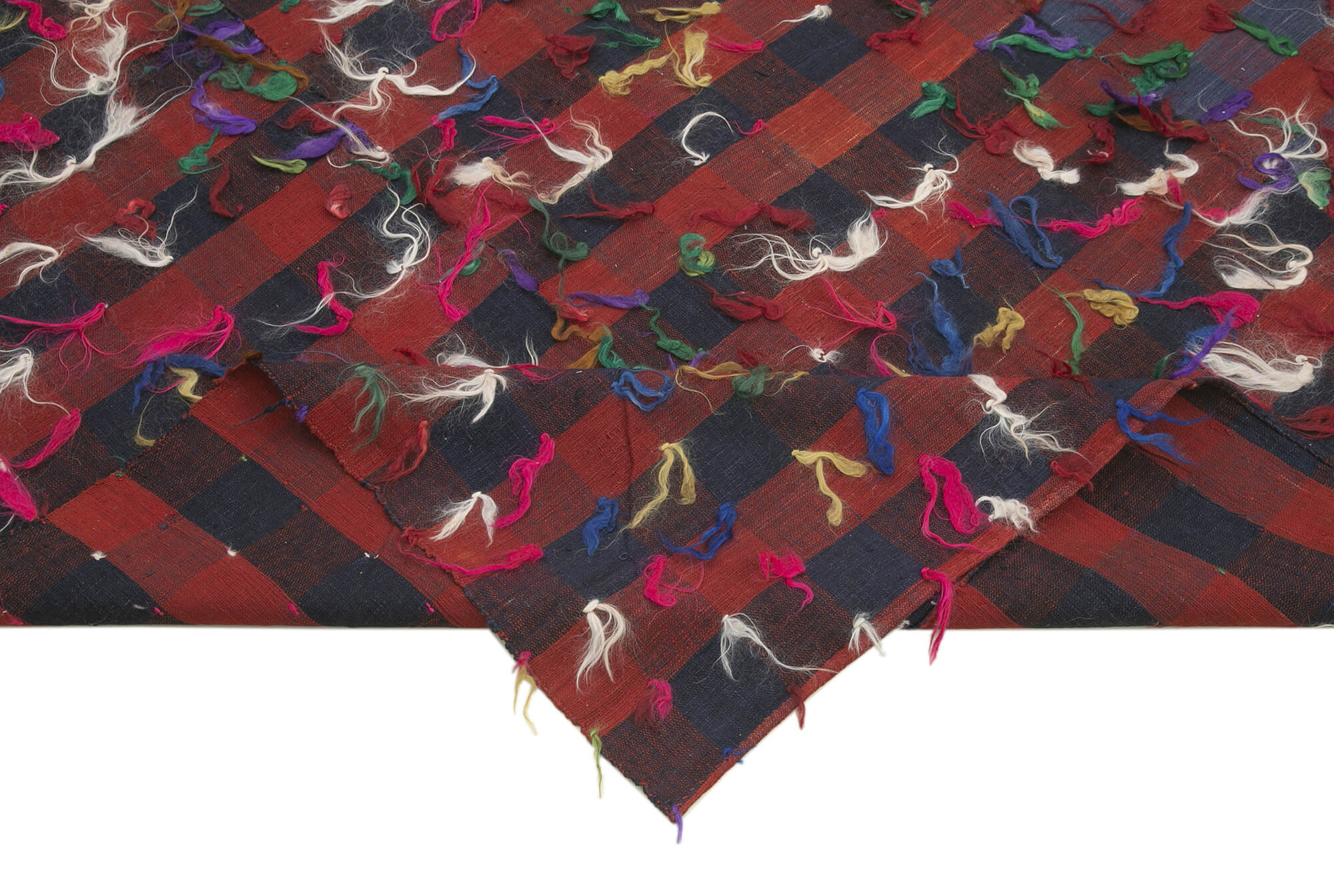 Handmade Area Rug | Turkish Kilim Red Striped Cotton Wool Rug 5'8''x9'7''
