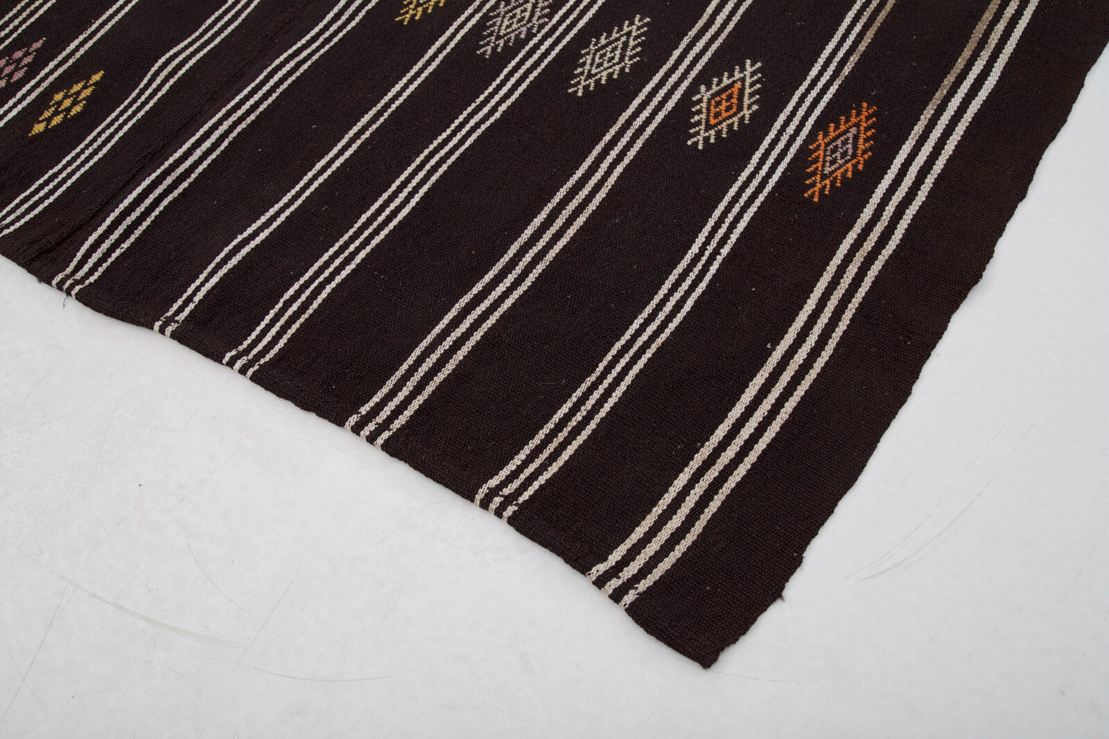 Handmade Kilim Rug | Hand Knotted Kilim Brown Wool Rug 6'1''x8'5'' - Ethnic Patterned