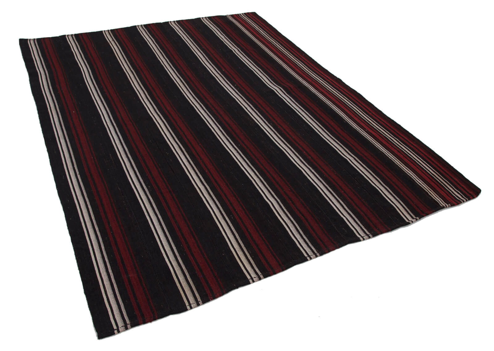 Handmade Kilim Rug – Striped Area Rug Brown Kilim Carpet 6'1"x8'2"
