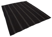Handmade Kilim Rug | Vintage Area Rug, Brown Striped Wool Carpet with Cotton Base & Goat Hair