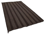 Handmade Kilim Rug – Striped Area Rug Brown Wool Turkish Goat Hair 5'10''x9'9''