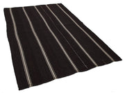 Handmade Striped Kilim Rug – Brown Goat Hair Vintage Area Rug 5'9''x8'9''
