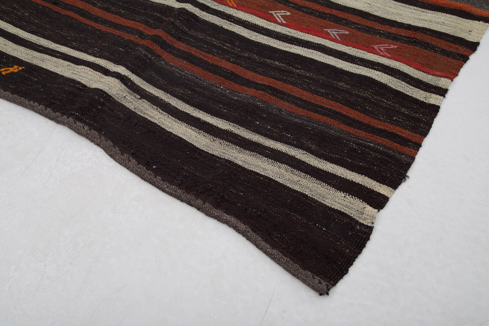 Handmade Striped Runner Rug - Brown Goat Hair 5'6''x10'5'' Soft Durable Floor Runner