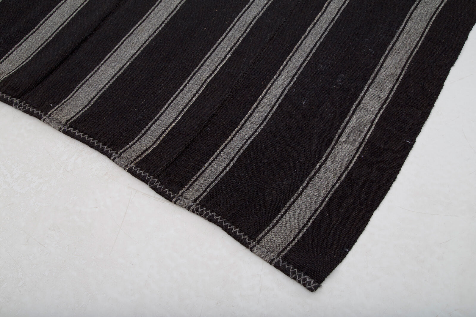 Handmade Striped Kilim Rug - Brown Goat Hair, 6x11 Feet Vintage Area Rug