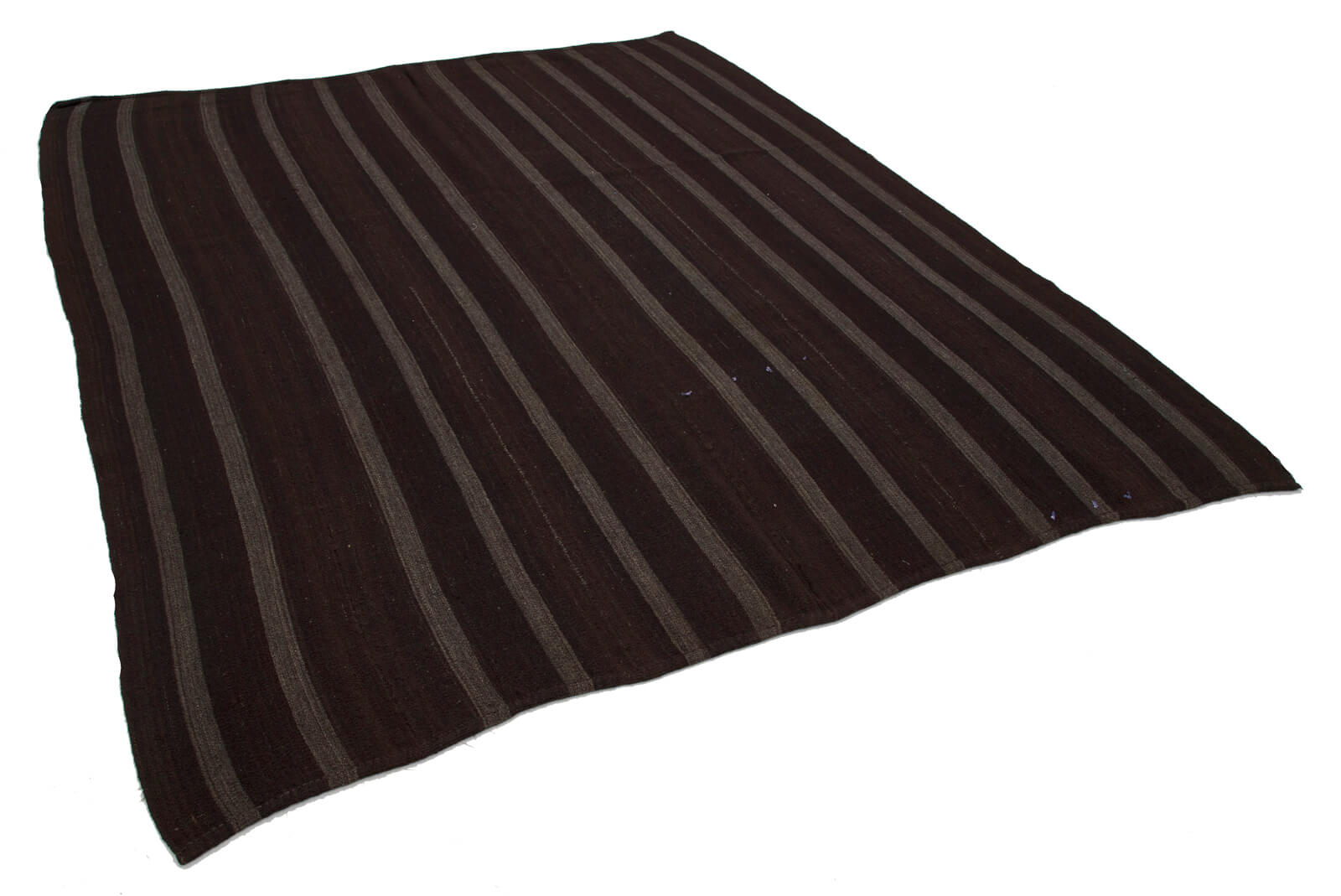 Handmade Kilim Rug - Brown Striped Area Rug | Natural Fiber, Hand Woven, Ethnic Style Decor