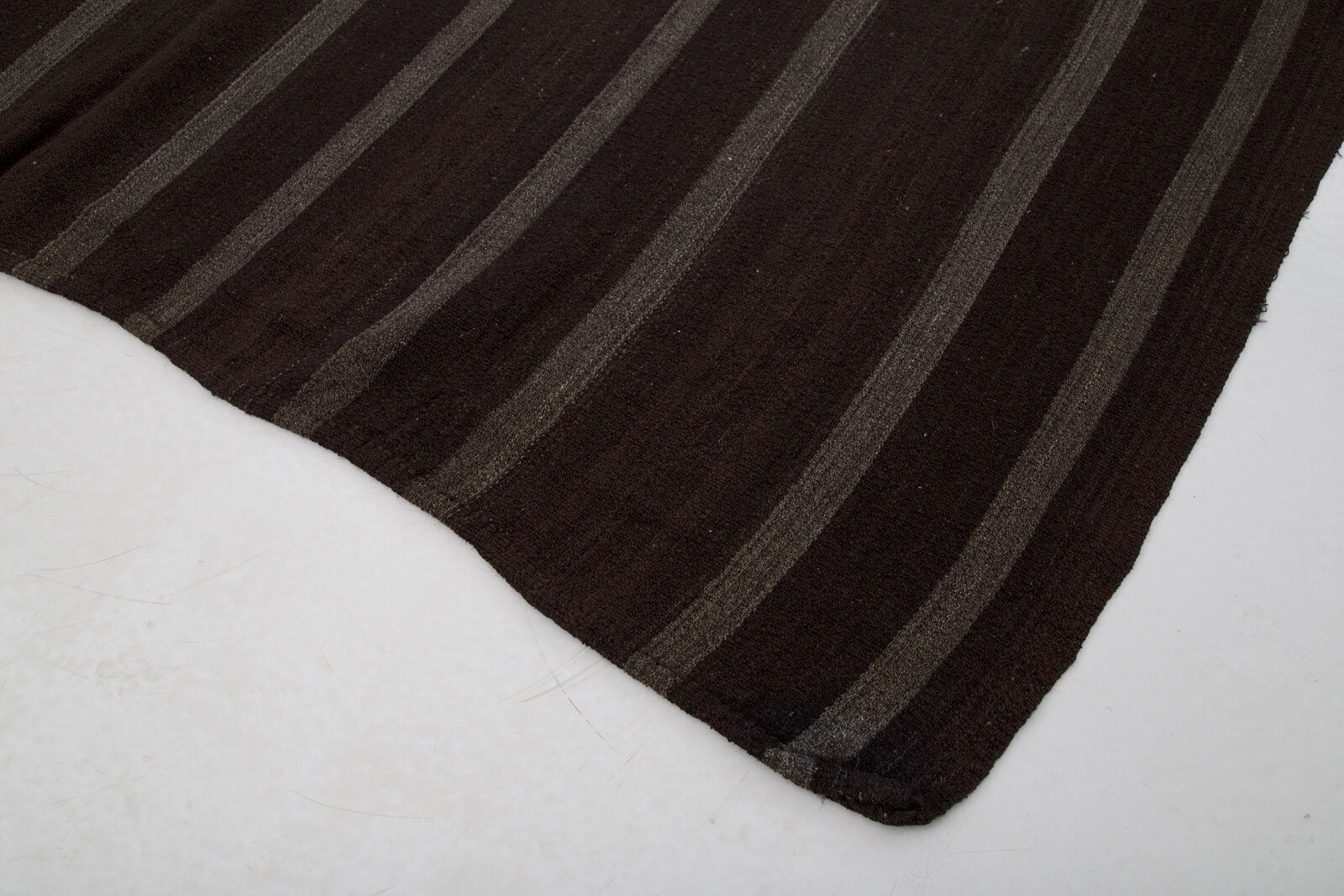 Handmade Kilim Rug - Brown Striped Area Rug | Natural Fiber, Hand Woven, Ethnic Style Decor