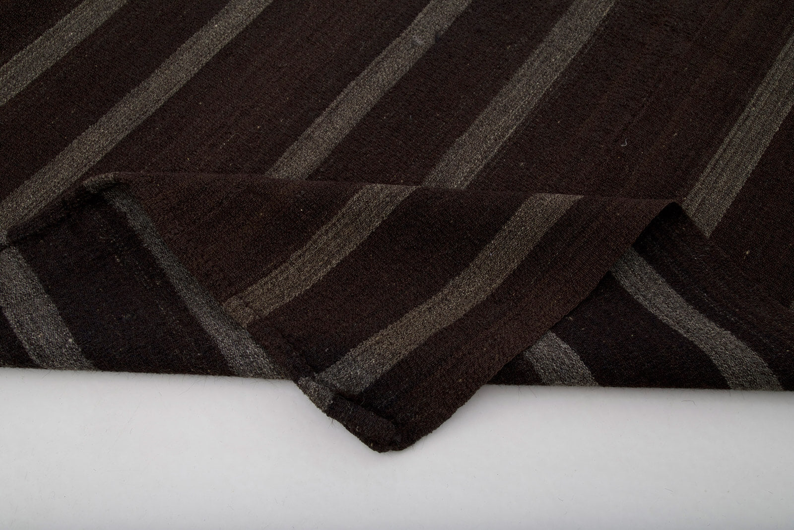 Handmade Kilim Rug - Brown Striped Area Rug | Natural Fiber, Hand Woven, Ethnic Style Decor