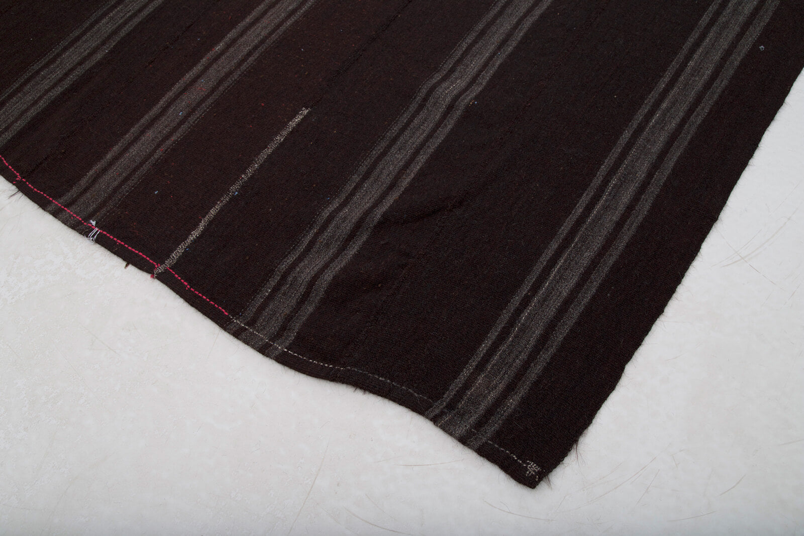 Handmade Kilim Rug – Brown Wool Striped Area Rug | Turkish Goat Hair Carpet 7'5''x9'10''