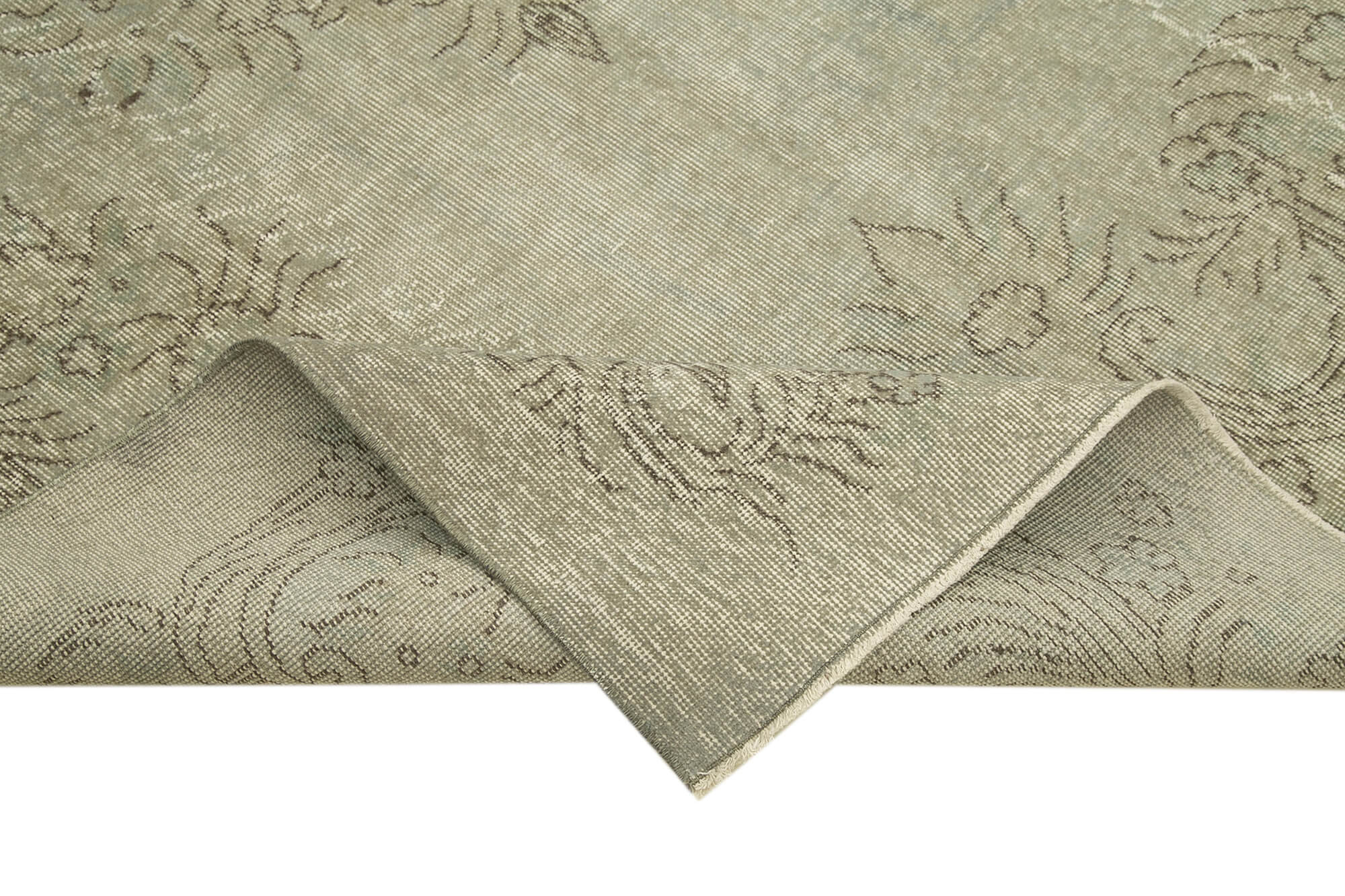 Vintage Wool Area Rug - Handmade Cotton Rug | Overdyed Grey Turkish Carpet 5'10"x9'8"