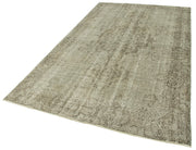Handmade Vintage Area Rug – Overdyed Wool Carpet 5'7'' x 9'2'' | Grey Wool Carpet