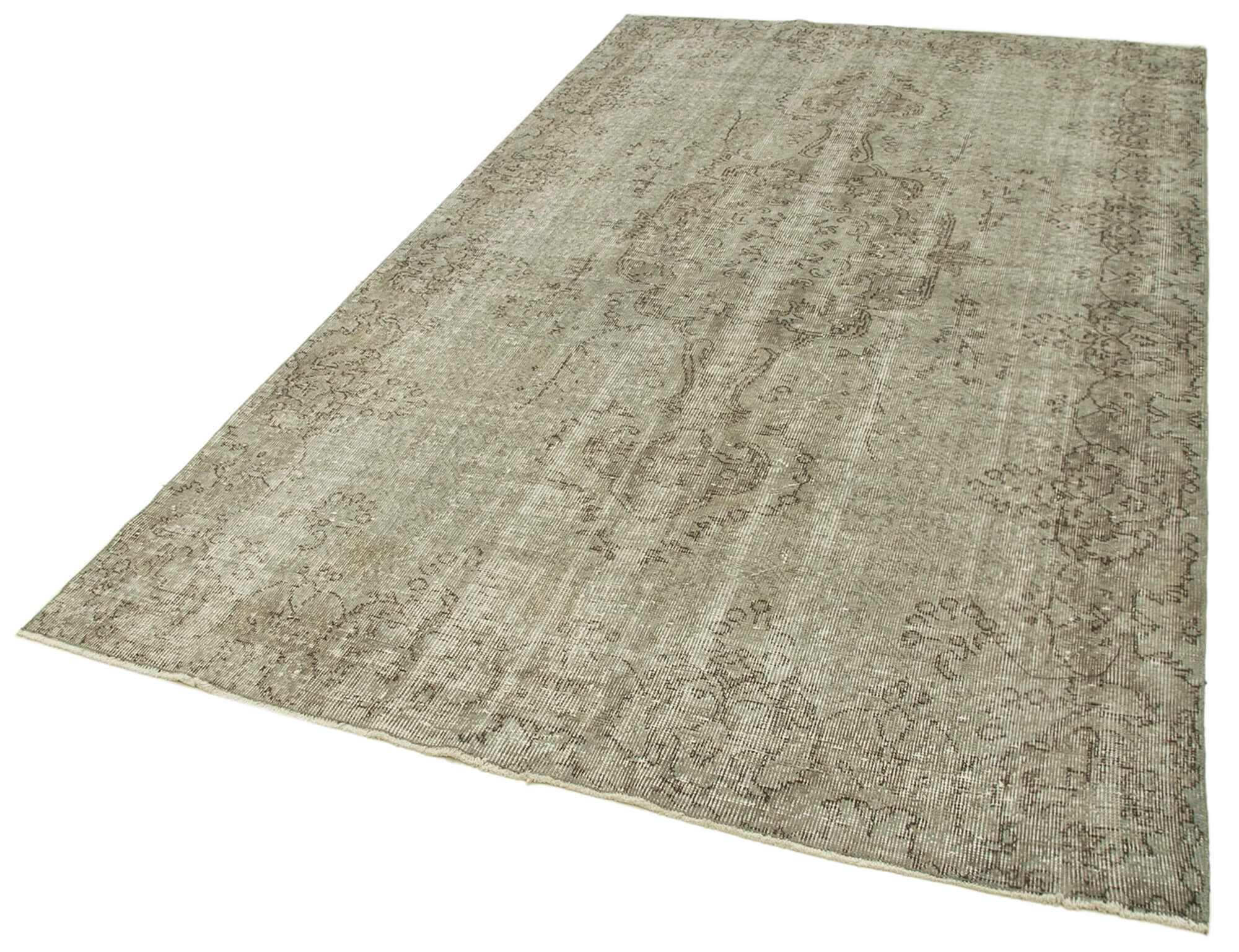 Handmade Vintage Area Rug – Overdyed Wool Carpet 5'7'' x 9'2'' | Grey Wool Carpet