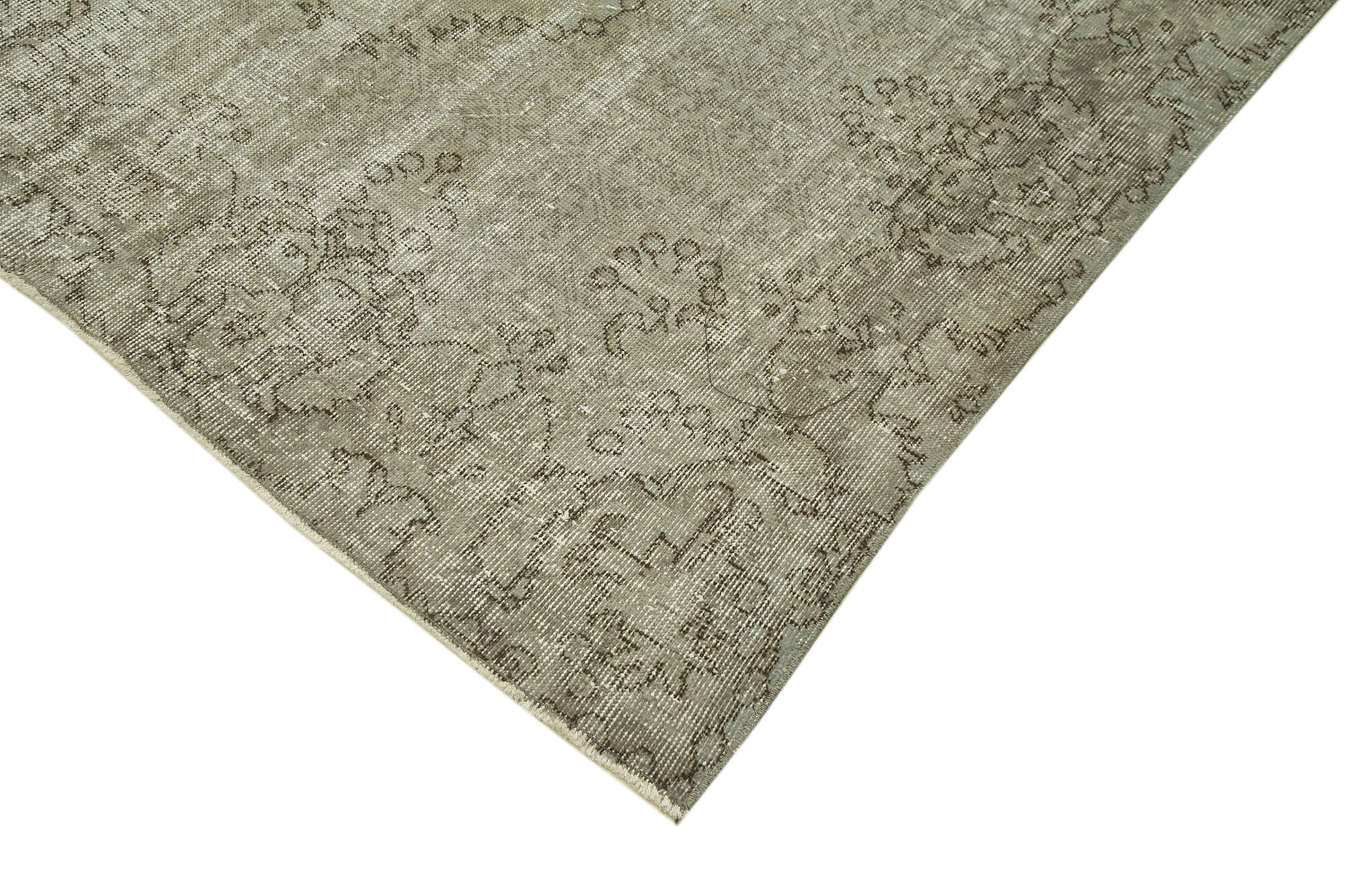 Handmade Vintage Area Rug – Overdyed Wool Carpet 5'7'' x 9'2'' | Grey Wool Carpet