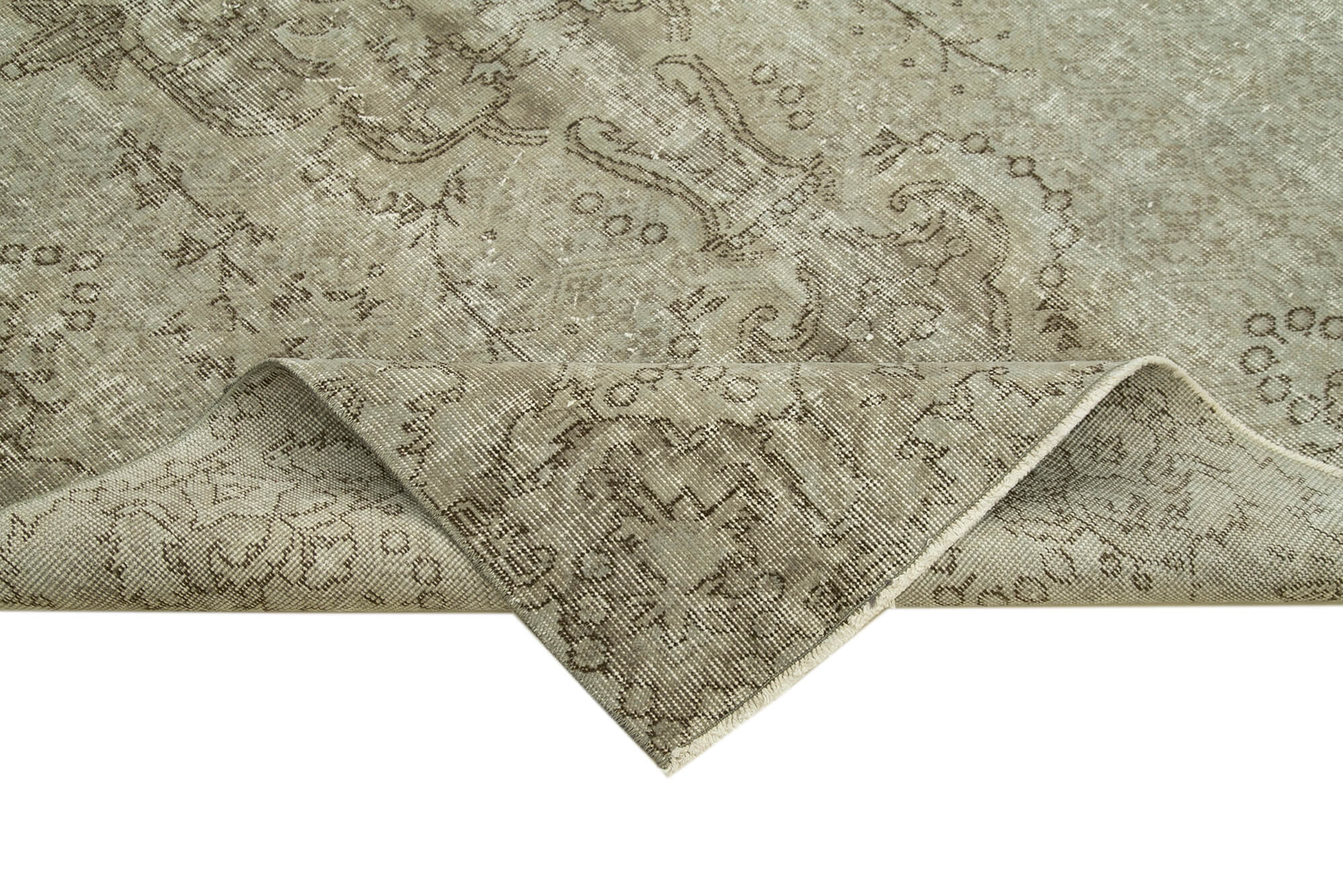 Handmade Vintage Area Rug – Overdyed Wool Carpet 5'7'' x 9'2'' | Grey Wool Carpet