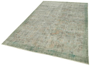 Handmade Vintage Area Rug – Overdyed Blue Wool Cotton, Turkish Hand Knotted 5'7''x8'9''