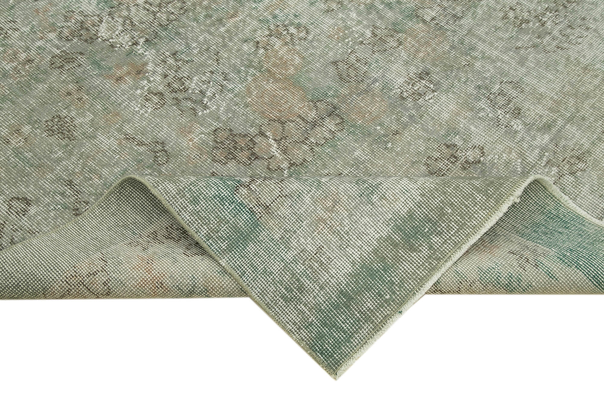 Handmade Vintage Area Rug – Overdyed Blue Wool Cotton, Turkish Hand Knotted 5'7''x8'9''