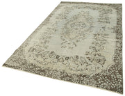 Handmade Vintage Area Rug - Overdyed Wool Rug, Grey Cotton Carpet 5'6''x9'4''