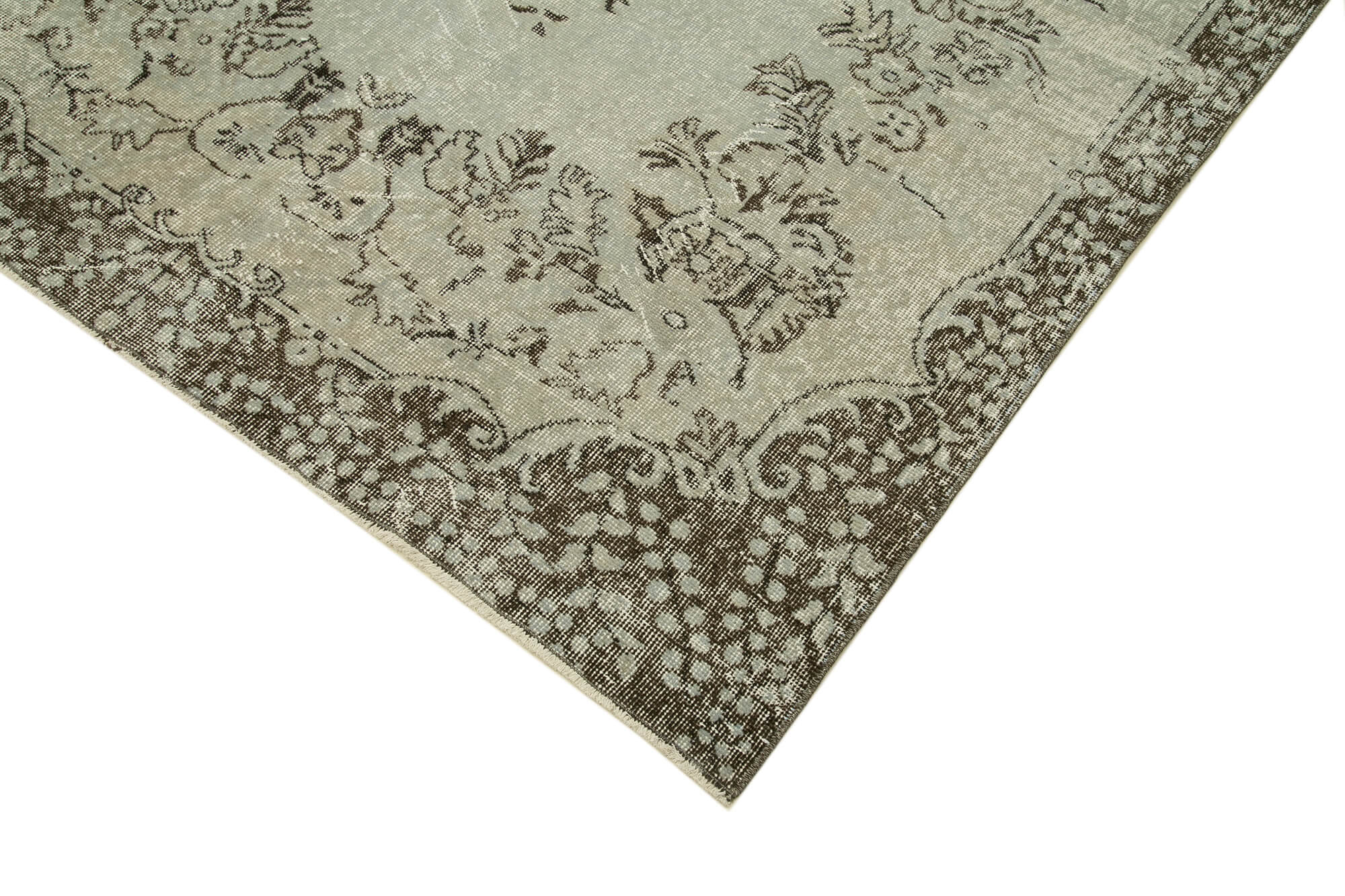 Handmade Vintage Area Rug - Overdyed Wool Rug, Grey Cotton Carpet 5'6''x9'4''