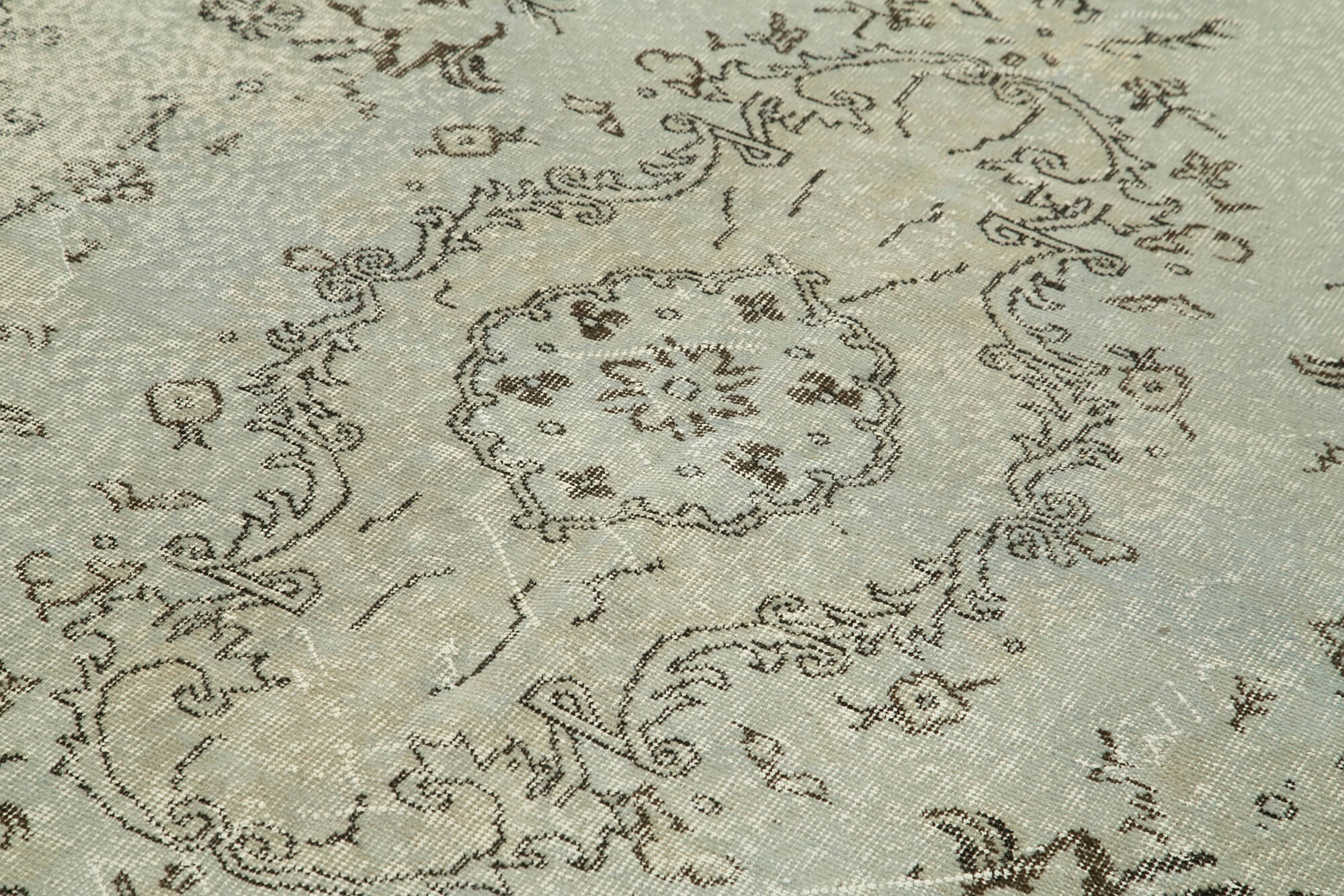Handmade Vintage Area Rug - Overdyed Wool Rug, Grey Cotton Carpet 5'6''x9'4''