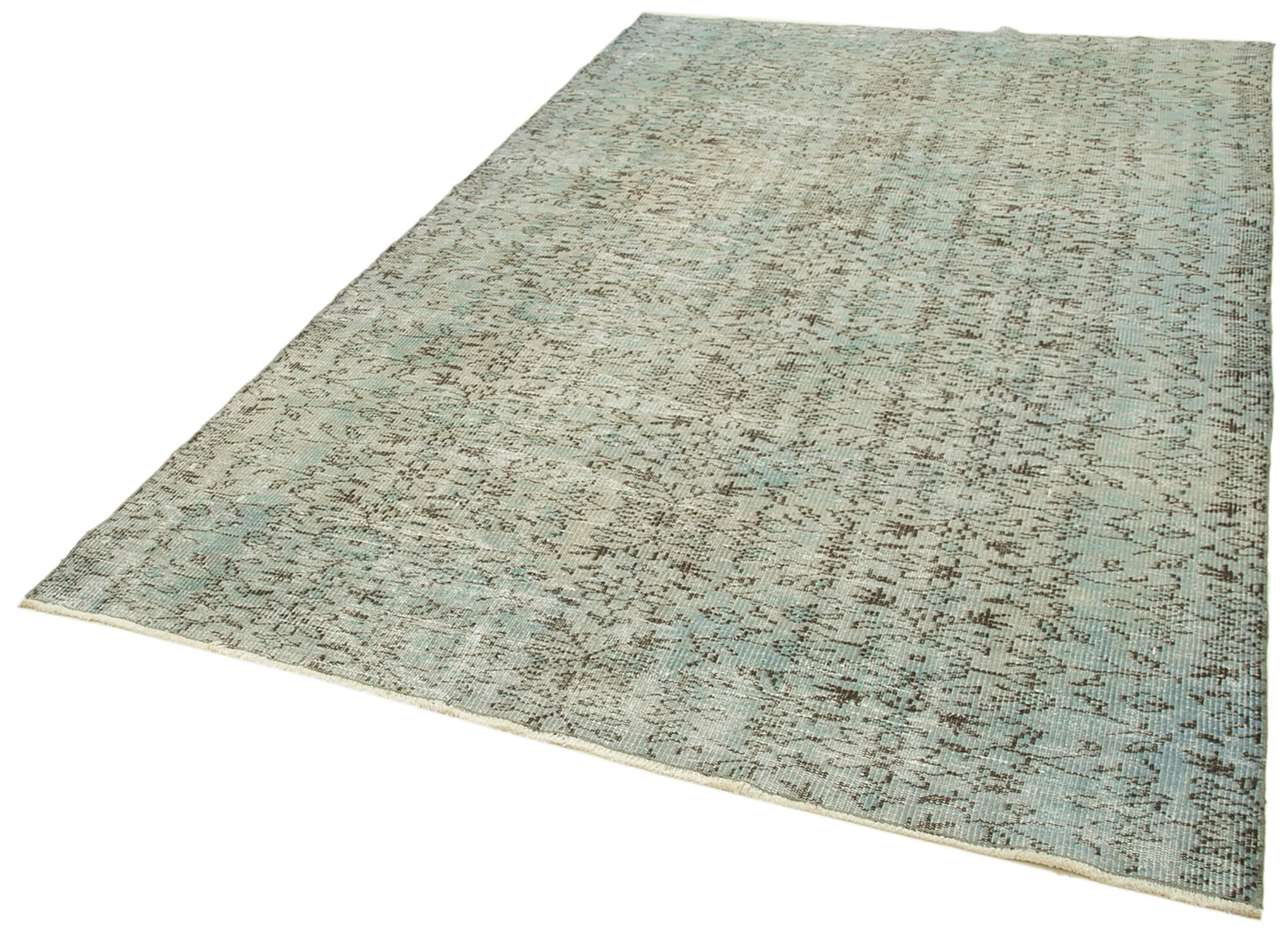 Handmade Vintage Area Rug - Overdyed Blue Rug | Cotton Wool Carpet 5'10''x8'9''